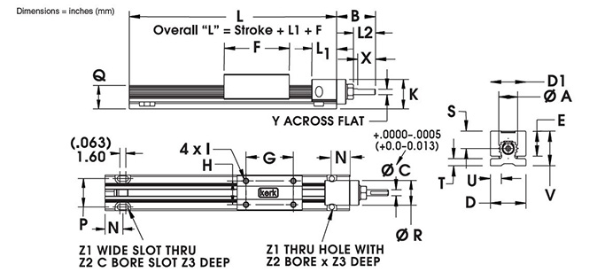 RGS08 Non-Motorized Rail Dimensional Drawing