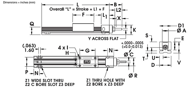 RGS10 Non-Motorized Rail Dimensional Drawing