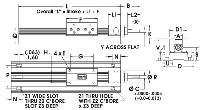 RGW06 Non-Motorized Rail Dimensional Drawing