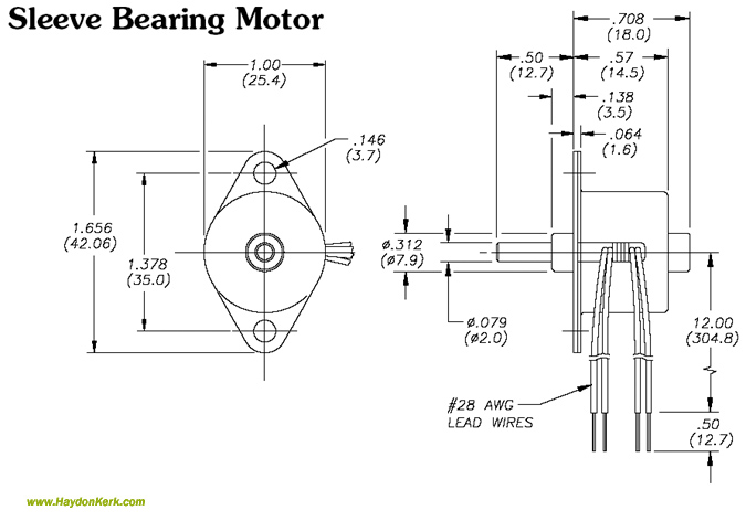 26mmZ26000 Can-Stack Rotary Sleeve Bearing Motor Dimensional Drawing